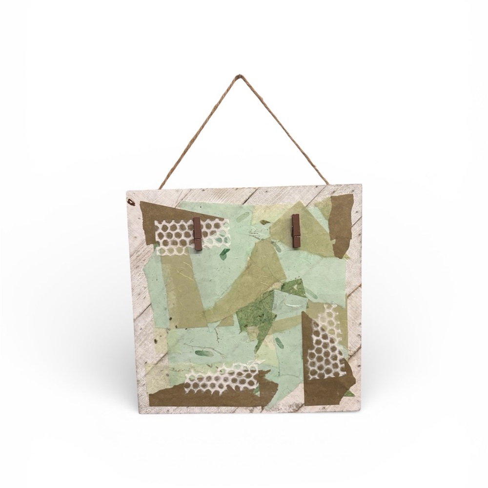 Handmade Mixed Media Hanging Note & Photo Holder with Clips